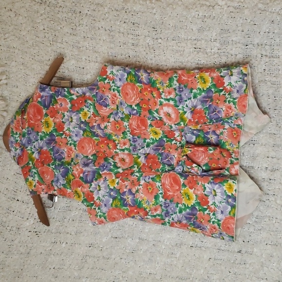 Vintage 90s bright floral vest purple, green ,yellow and red medium blossom styl - Picture 4 of 13